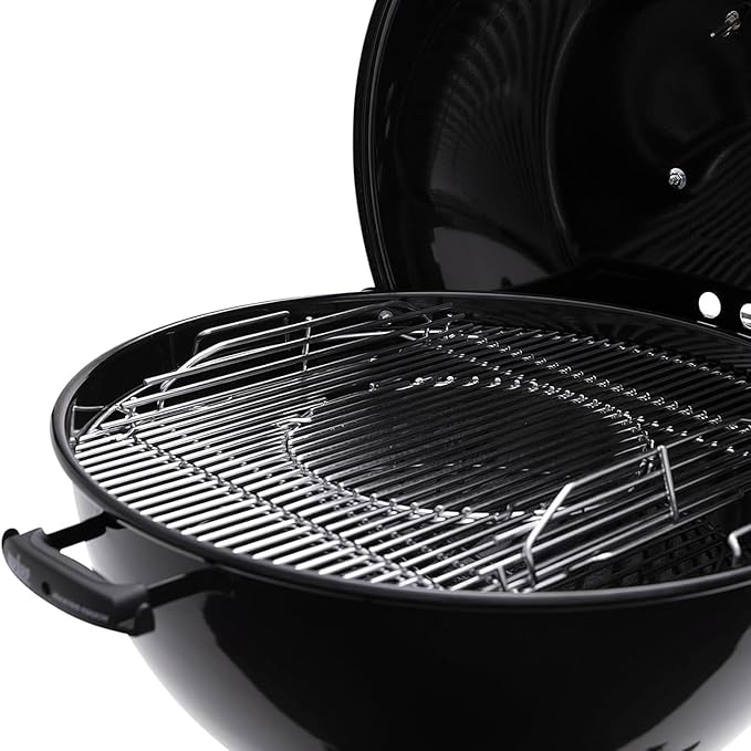 Hinged Cooking Grate for 22.5” Charcoal Grill, Charcoal Kettle, One-Touch Silver, Bar-B-Kettle, Master-Touch,Performer, 21.5" Gourmet BBQ System,Grill Grate Replacement Part for Weber 8835 with Handle