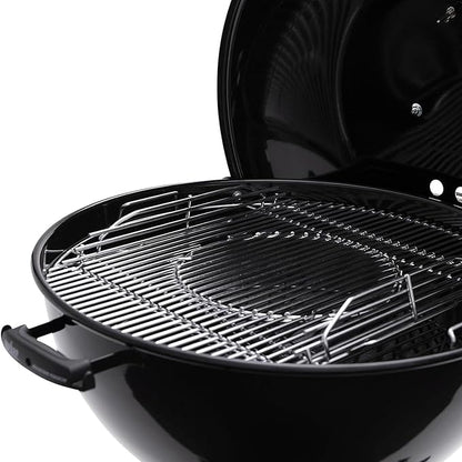 Hinged Cooking Grate for 22.5” Charcoal Grill, Charcoal Kettle, One-Touch Silver, Bar-B-Kettle, Master-Touch,Performer, 21.5" Gourmet BBQ System,Grill Grate Replacement Part for Weber 8835 with Handle