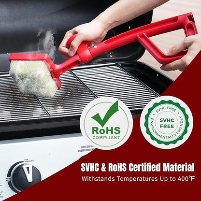 SHINESTAR Grilling Brush Bristle Free Replacement Head (No Handle) – BBQ Cleaning Head for Cast Iron & Stainless Steel Grates, Compatible with Outdoor Grill Brush, Red