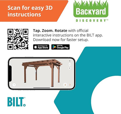 Backyard Discovery Somerville 14 x 10 Walnut All Cedar Pergola, Durable, Quality Supported Structure, Snow and Wind Supported, Rot Resistant, Electrical Outlet with USB, Deck, Garden, Patio