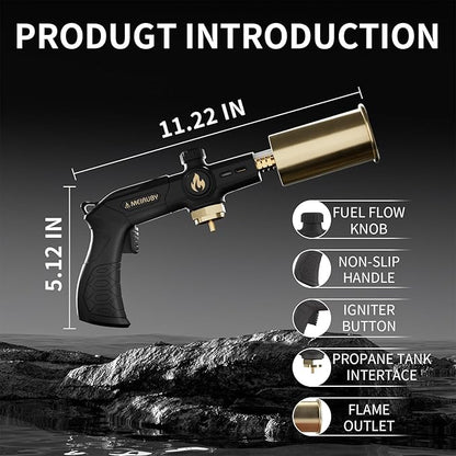 Powerful Propane Torch, Stocking Stuffers Gift for Men Dad, Culinary Blow Kitchen Cooking Torch for Steak Searing, Campfire Charcoal Starter for Blackstone Griddle Accessories (Tank Not included)