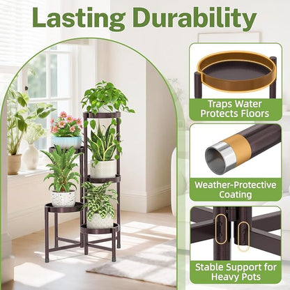 iDavosic.ly Plant Stand Indoor Outdoor, 5 Tier Metal Corner Shelf, Bronze | - Image 5