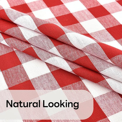 Gingham Table Cloth for Round Tables red Checkered Plaid Tablecloth Heavy Duty Cotton Blend Washable & Wrinkle Table Cover for Outdoor Kitchen Dining Picnic Camping (60 inch Diameter)