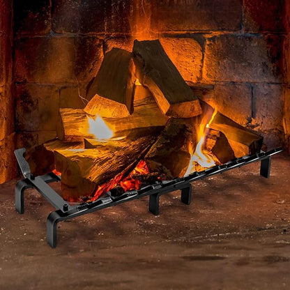 24" Fireplace Grate Wood Stove Grate Rack Fireplace Tools Rack Heavy Duty Solid Steel 10-Bars Log in Holder Easy Assembly Fire Grate for Indoor Hearth Outdoor Firepit Matt Black