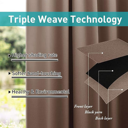 NICETOWN Outdoor Curtainss for Patio Waterproof, Self-Stick Tab Top Blackout - Image 5