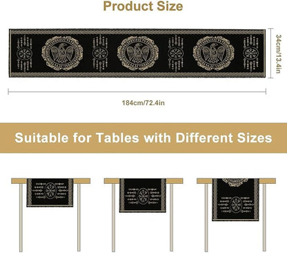 Nordic Vikings Table Runner, Viking Raven Rune Mythology Aesthetic Table Runner for Outdoor Kitchen Dining Home Party 13x70in