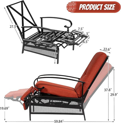 Incbruce Outdoor Lounge Chair Set of 2 Patio Furniture Adjustable Recliner - Image 3