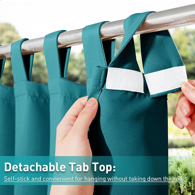 NICETOWN 2 Panels Peacock Teal Patio Curtainss Outdoor Waterproof - Image 4
