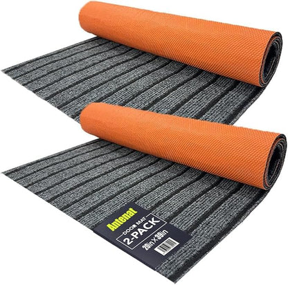 Antenat 2-Pack Door Mat,Low Profile Indoor Outdoor Entryway Mats, Durable Floor Mats for Shoe,Front Door, Home,Patio, Camping, 19.7x39inches, 2-Pack Gray