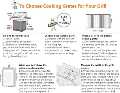 Grill Grates for Charbroil Performance 463448021 463449021 463451022 463450022, Grill Grids for Char-Broil 463455021 463458021, Replacement for G426-0004-W1,G426-0005-W1,Cooking Grates 17 x 28.2''