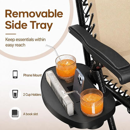 Yaheetech 26" Zero Gravity Recliners Adjustable Set of 2, Cup Holder Trays and - Image 5