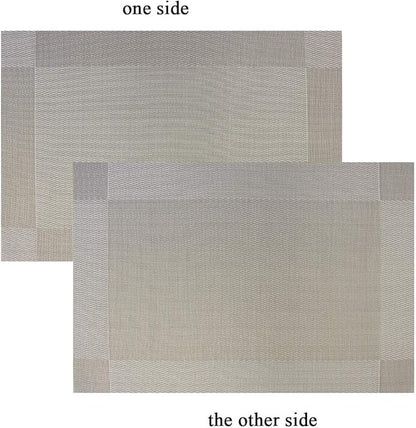 PIGCHCY Placemats Heat-Resistant Non-Slip Washable Easy to Clean Woven Vinyl Placemats for Dining Table(Set of 4, Grey)