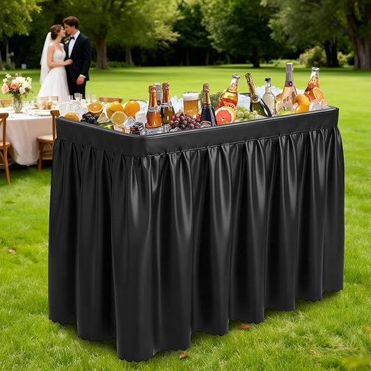 VINGLI 4FT Ice Table, Portasble Cooler Side Table with Removable Skirt, Patio Table, Indoor & Outdoor Bar for Events, Parties and Camping Black