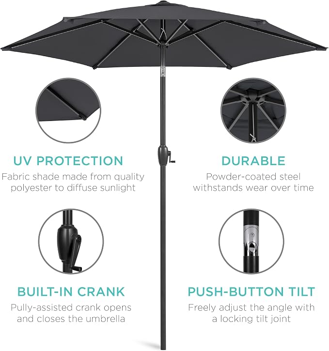 Best Choice Products 7.5ft Heavy-Duty Round Outdoor Market Table Patio Umbrella - Image 5