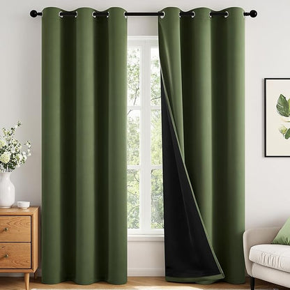 MIULEE Olive Green 100% Blackout Curtains by MIULEE