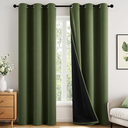 MIULEE Olive Green 100% Blackout Curtains by MIULEE