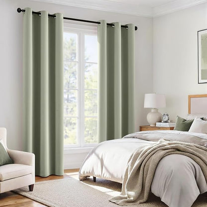 MIULEE Sage Green 100% Blackout Curtains - Image 6