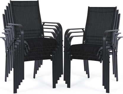 Patio Chairs Set of 8, Stackable Outdoor Dining Chairs, All Weather Breathable by WENTUM