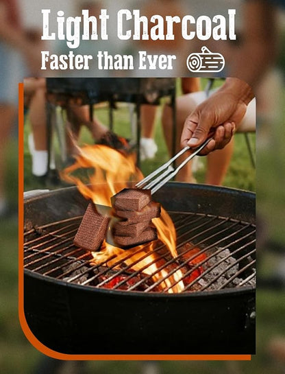 E500 Fire Starter for Campfires, Fireplace, Fire Pits, BBQ, Grills, Larger Charcoal Fire Starter Squares, 160-Count Firestarter, Chimney Charcoal Starter for Grill