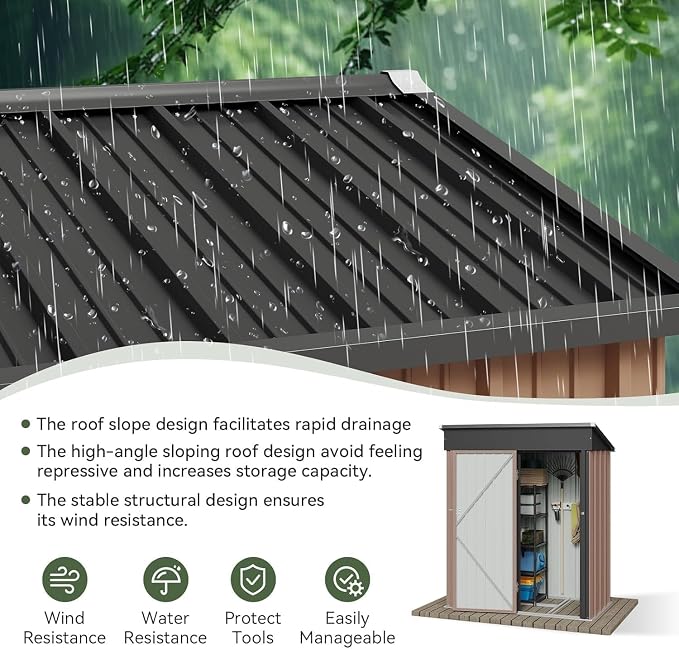 Aoxun 5x3 ft Outdoor Storage Shed - Image 5