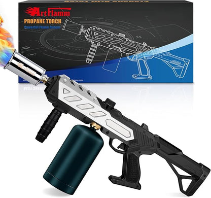 Powerful Propane Torch Gun, Kitchen Grill Torch with Detachable Design, Adjustable Flamethrower Torch Burner for Searing Steak, BBQ, Welding, Camping Charcoal Lighter(Tank Not Included)