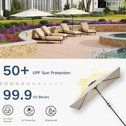 6.5' x 10' Rectangular Patio Umbrella Large Outdoor Market Umbrella w/UV - Image 6
