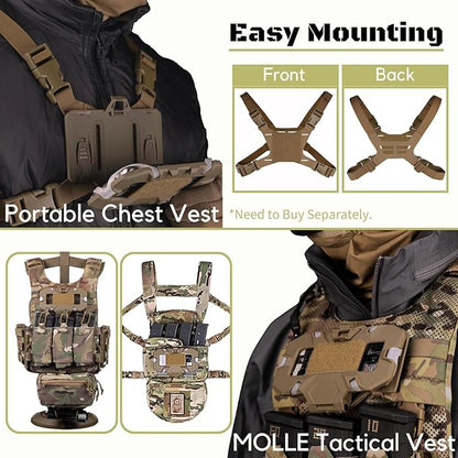 Let Me Be Tactical Plate Carrier Molle Phone Carrier Vest Attachments, Outdoor Universal Foldable Phone Chest Holder, Chest Rig Mount Navigation Board for 4.7"-6.7" Screen (FoldPanel-Olive Drab)