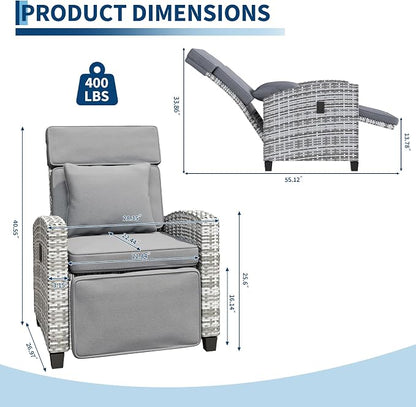 Garvee Outdoor Recliner Chair, Reclining Patio Chairs - Image 2