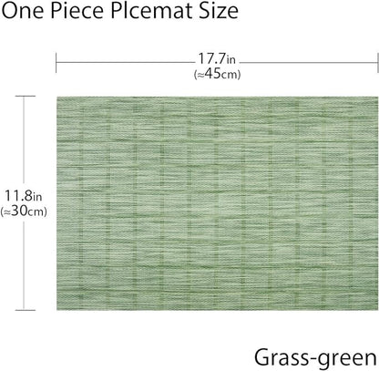 PIGCHCY Countryside Placemats Set of 6 Woven Heat Resistant Placemats Washable Easy to Clean Table Mats for Dining Room and Decor (Pear Green)
