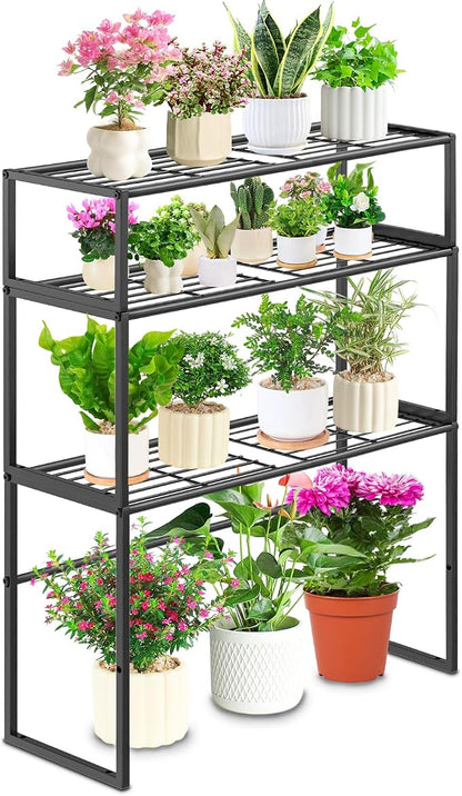Metal Plant Stand Indoor Outdoor, 3 Tier Potted Multiple Flower Pot Holder Rack by Gouisalin