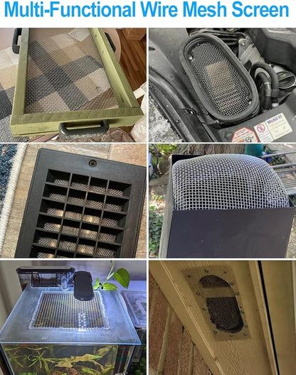 3Pack 5Mesh 10'' x 14'' Wire Mesh Screen, 304 Stainless Steel Anti-Rusted Mesh Screen, Sturdy Wire Diamaeter 0.7mm, Easy to Cut, Woven Sturdy Metal Mesh Sheets for Air Vent, DIY Project, Drainage