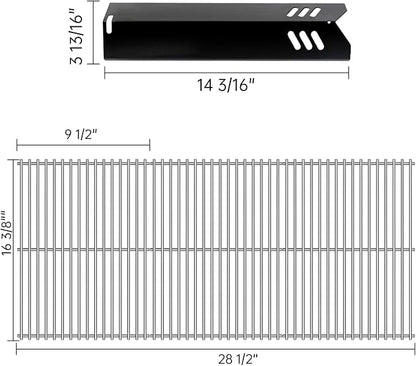 Kalomo Grill Grates Grill Replacement Parts for BBQ Uniflame Grill GBC1030W, GBC1030WRS, GBC1030WRS-C, GBC1134W, GBC1134WRS, Porcelain Steel Heat Plates Shield Cooking Grids Accessories