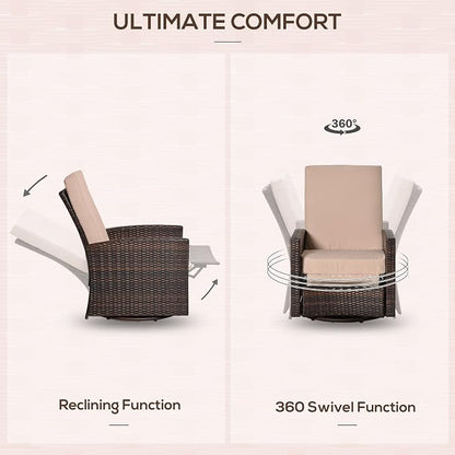 Outsunny Outdoor Wicker Swivel Recliner Chair, - Image 5