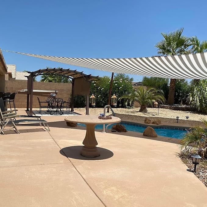 Quictent Sun Shade Sail for Patio w/Hardware Kit 185GSM 24x24ft White&Grey | - Image 8