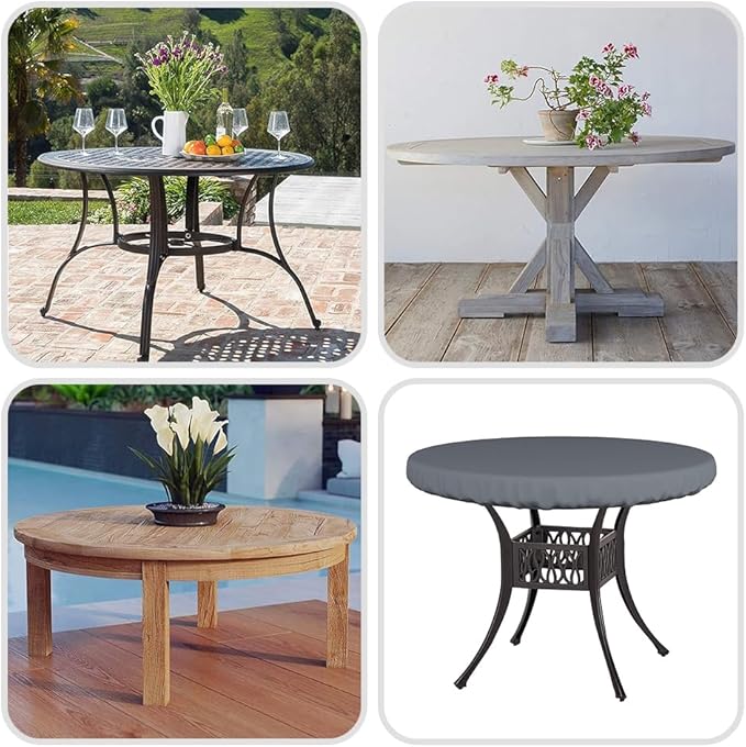 Covers & All Round Table Top Cover, 12 Oz Waterproof UV & Weather Resistant Patio Table Cover, Outdoor Table Cover for Patio Outdoor Furniture & Coffee Table (30" Dia x 4" H Inches, Gray)