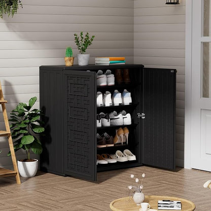 ZZM HDPE Outdoor Storage Shed, Outdoor Plastic Storage Cabinet, Horizontal - Image 4