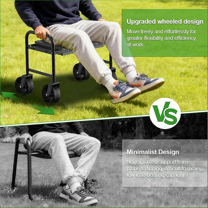 Garden Kneeler and Seat with 360° Wheels: 3-in-1 Rolling Gardning Stool | - Image 6