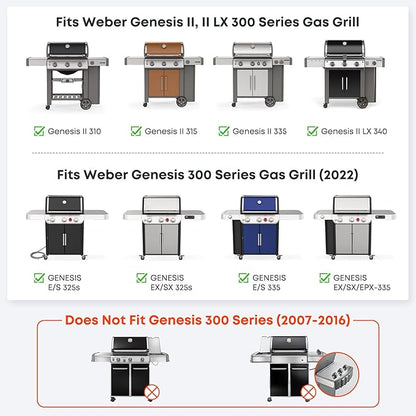 Stanbroil Full Size Griddle Insert for Weber Genesis II & LX 300 Series Gas Grills, Ceramic Coated Flat Top Griddle for Weber Genesis 310 315 335 340 345 & 325s - Black
