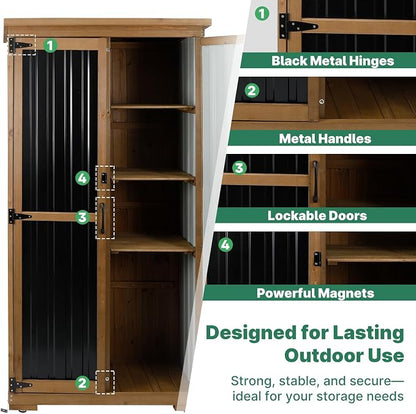 Ketive Outdoor Storage Cabinet, Tall Tool Garden Cabinet - Image 6