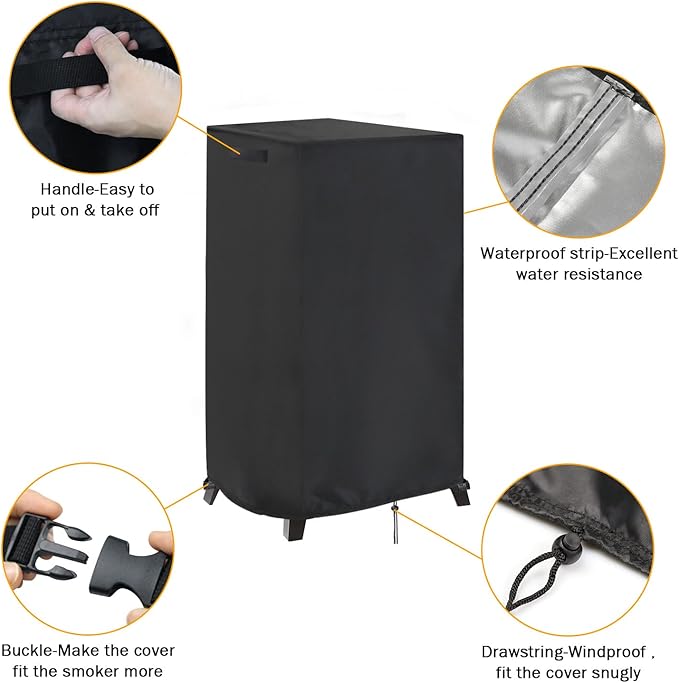 Smoker Cover Fit for Camp Chef Smoke Vault - Vertical, Outdoor Waterproof Grill BBQ Cover Vertical Smoker Covers,Black (16" D x 24" W x 44" H)