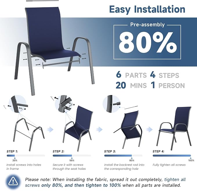 Amopatio Patio Chairs Set of 8, Outdoor Stackable Dining Chairs - Image 5