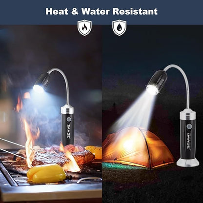 Magnetic Ultra-Bright Barbecue Grill Light with Super Bright LED Lights, Grilling Gifts for Men Dad, Flexible Gooseneck BBQ Light, Traeger Pit Boss Smoker Electric Grill Accessories-1 Pair (Black)