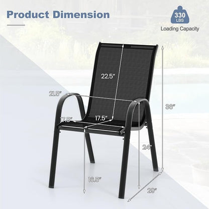 Giantex Patio Chairs Set of 4, Stackable Outdoor Dining Chairs - Image 3