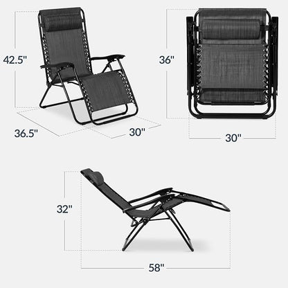 Best Choice Products Set of 2 Extra Wide Adjustable Steel Mesh Zero Gravity - Image 3