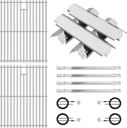Grill Parts for Nexgrill replacement parts 4 Burner 720-0925 720-0925PG, Stainless Cooking Grate,Heat Shield and Burner Kit for Nexgrill 720-0925P Replacement Parts for Nexgrill 4 Burner Gas Grill