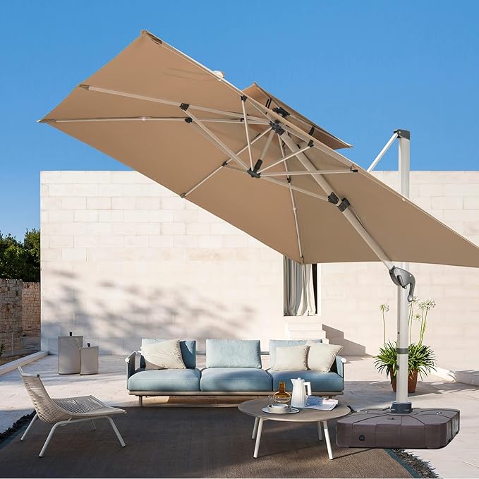 Cantilever Patio Umbrella with Cross Base and Cover Included - Image 6