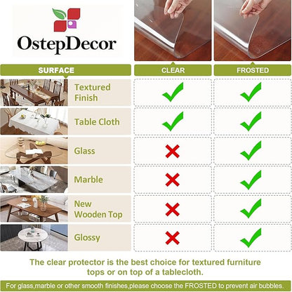 Frosted Clear Table Protector 42 x 60 Inch, 2mm Thick Plastic Table Cover, Waterproof PVC Clear Table Cover Protector, Desk Protector Mat, Writing Desk Pad for Desktop, Coffee & Dining Room Table