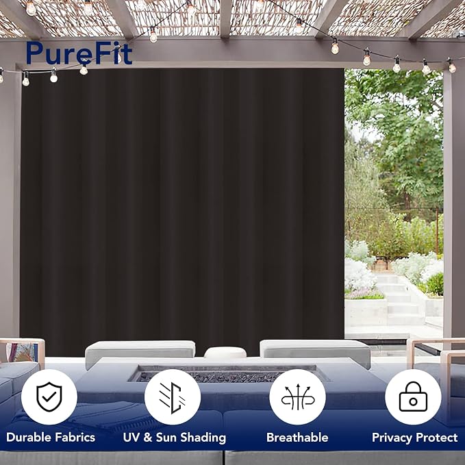 PureFit Outdoor Curtains for Patio Waterproof Weatherproof Outside Curtains | - Image 3
