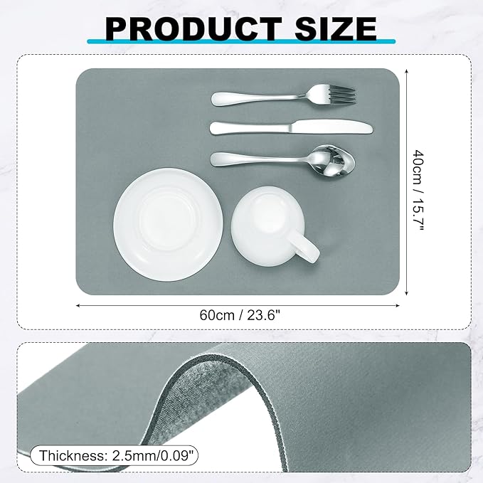 uxcell Silicone Mats for Kitchen Counter, 23.6" x 15.7" Non-Slip Countertop Protector Mat Heat Resistant Coffee Mat Waterproof Table Placemat, Gray