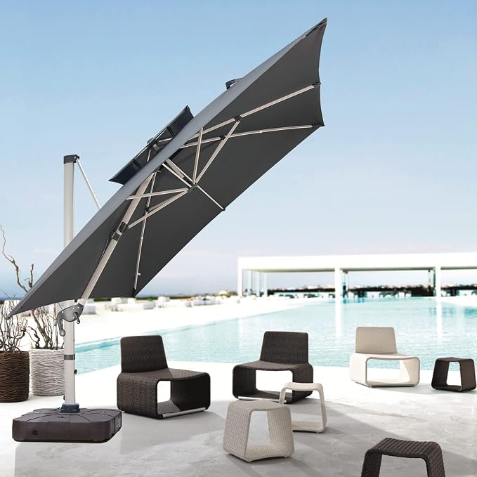 Cantilever Patio Umbrella with Cross Base and Cover Included - Image 3